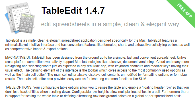 free spreadsheet apps for mac